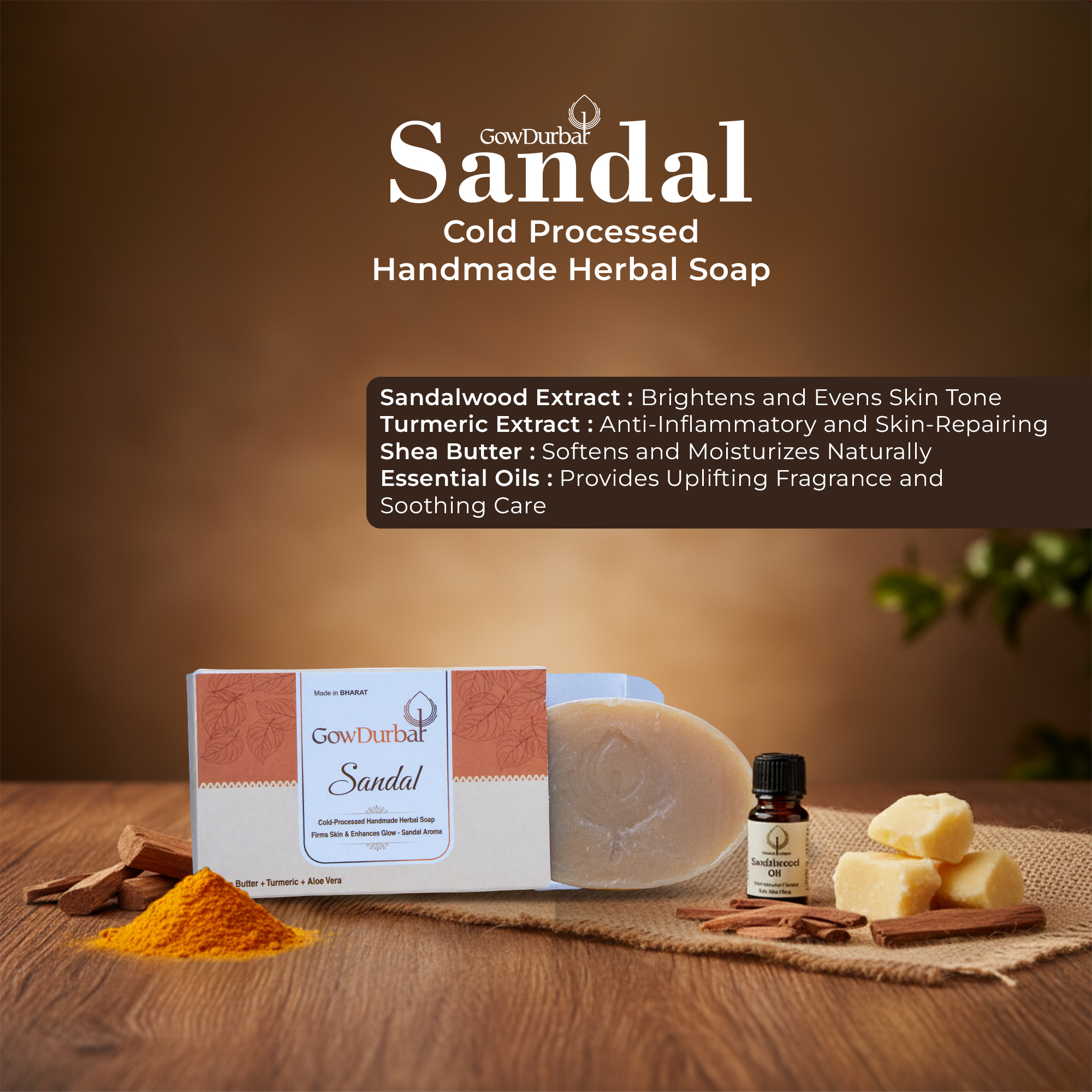Sandal – Cold Processed Handmade Herbal Soap - Image 2