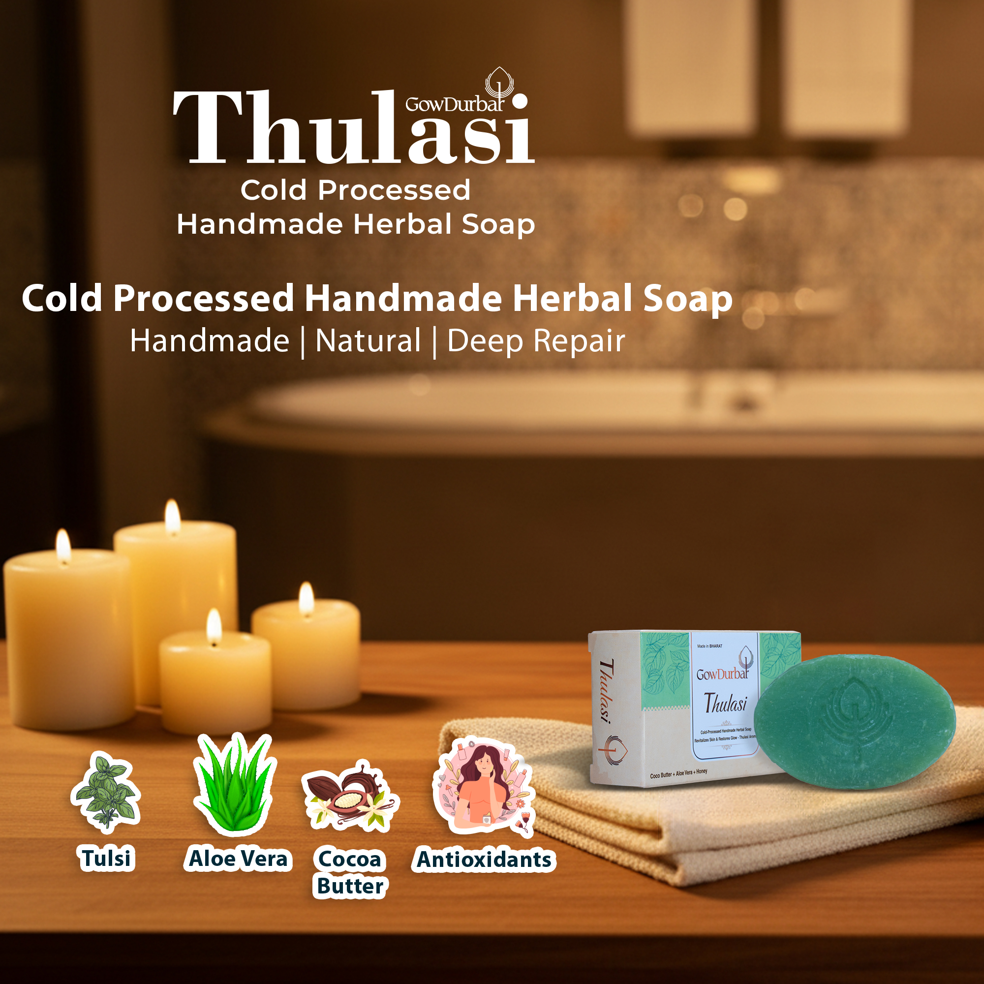 Thulasi – Cold Processed Handmade Herbal Soap - Image 3