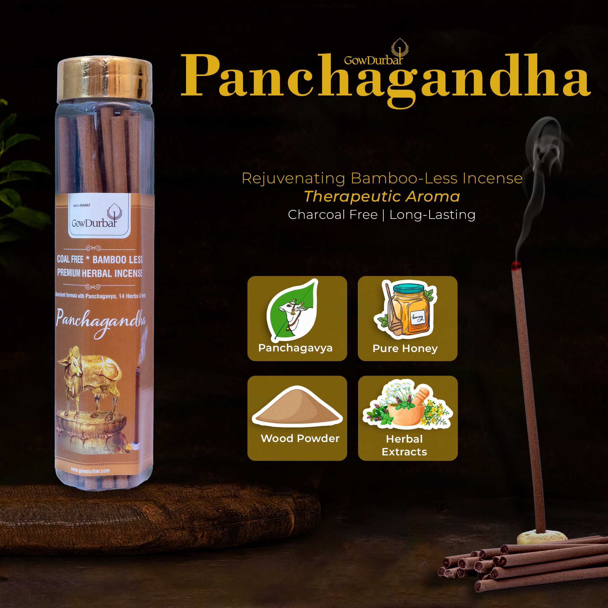 Panchagandha - Rejuvenating Bamboo Less Incense - Image 3