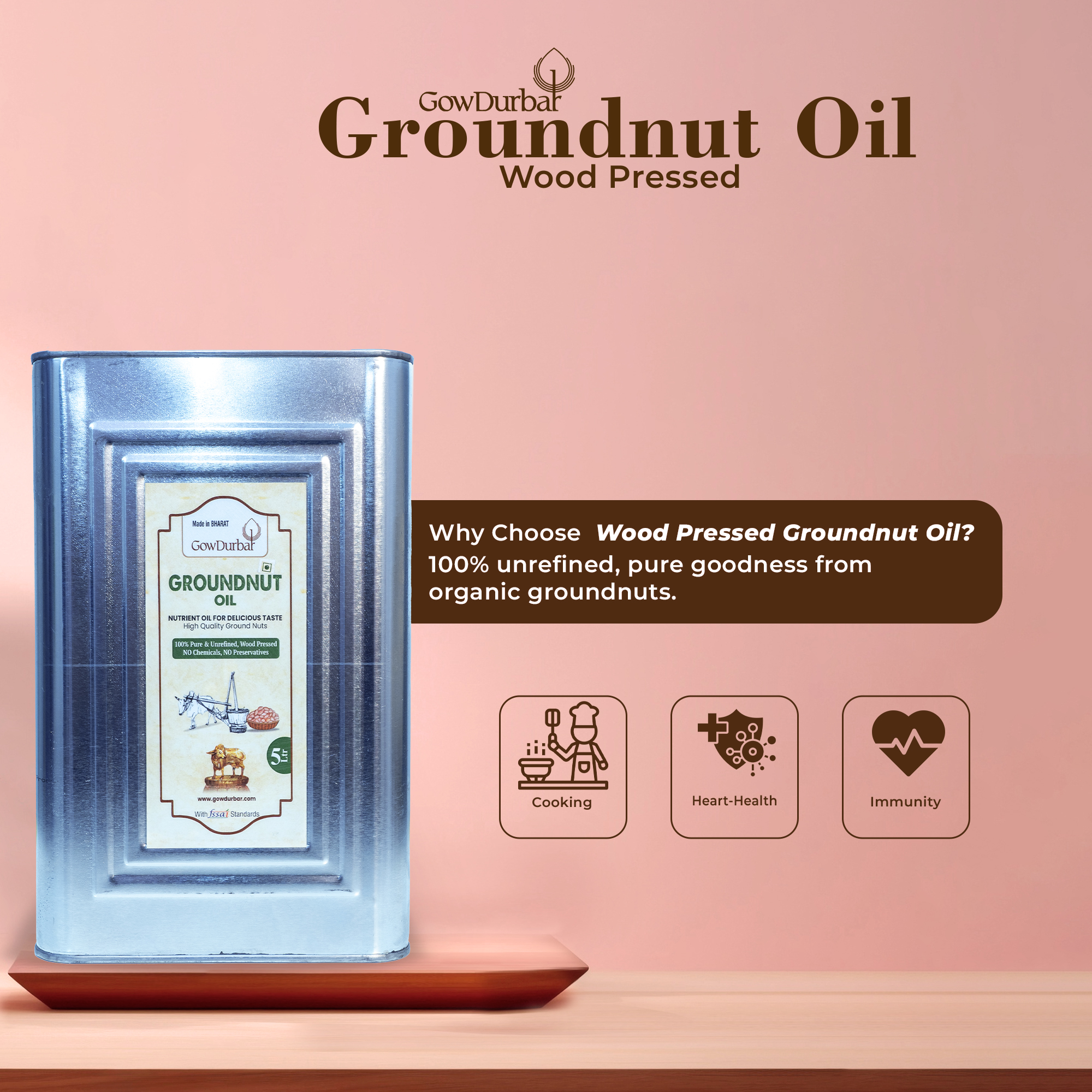Wood-Pressed Groundnut Oil 5 Lt - Image 5