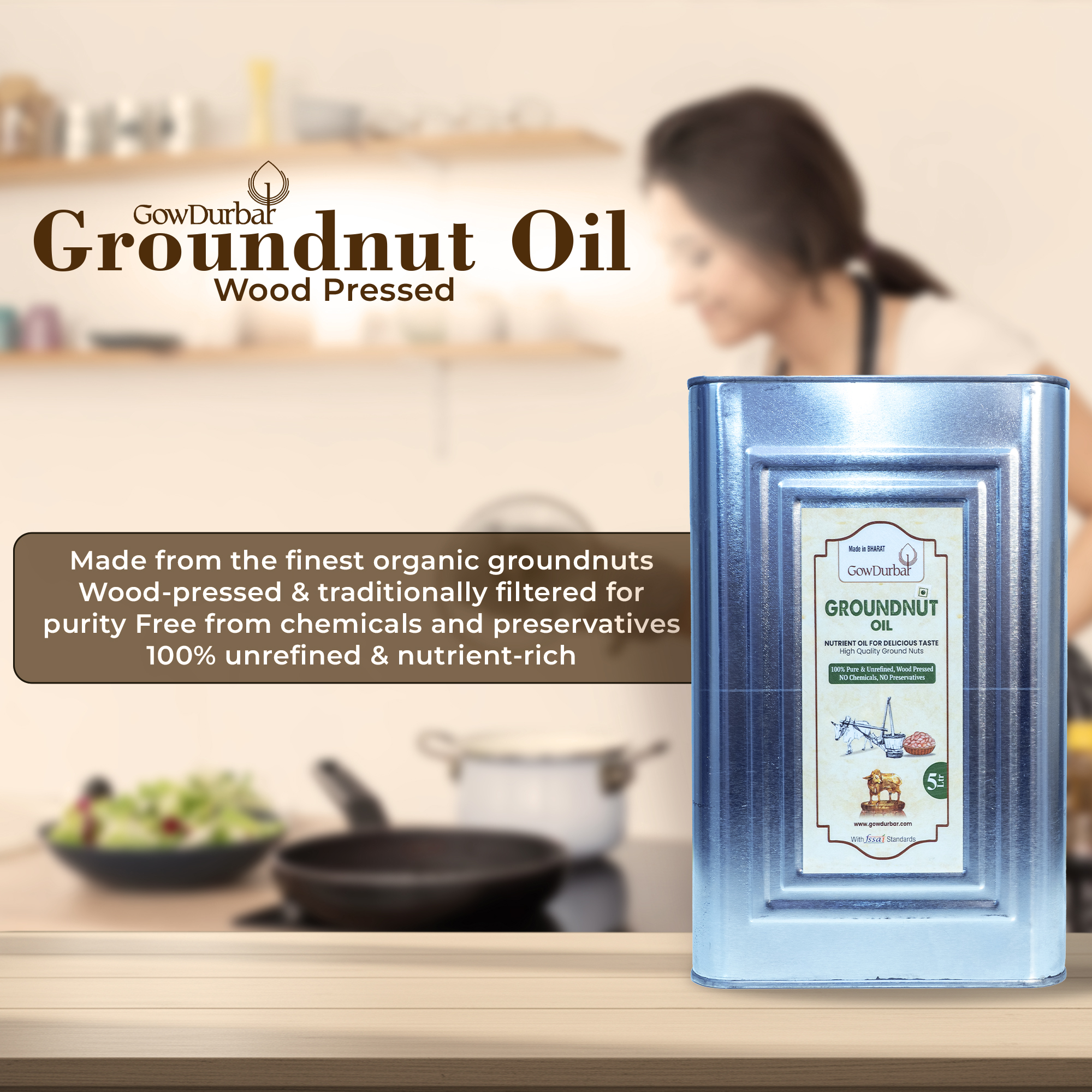 Wood-Pressed Groundnut Oil 5 Lt - Image 4