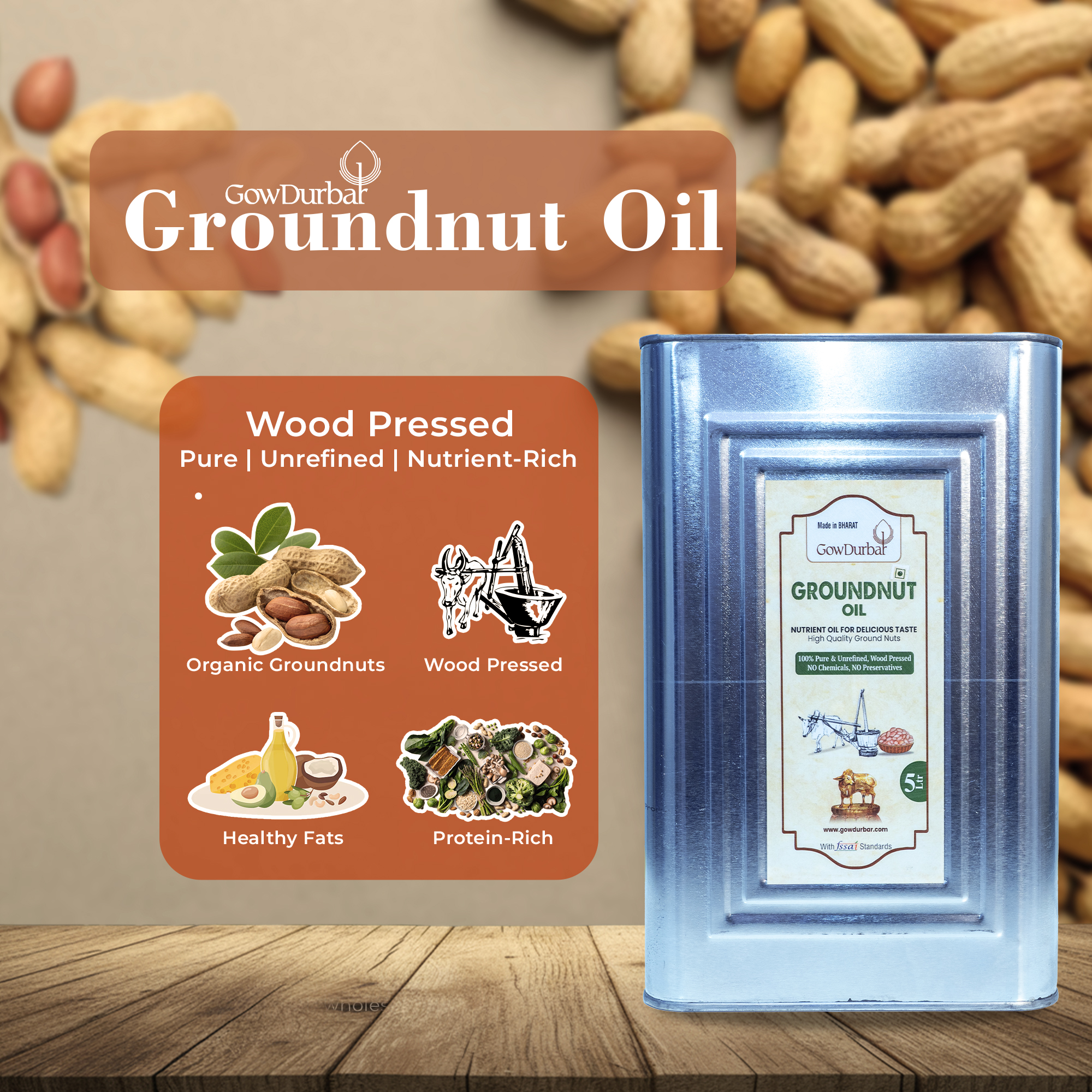 Wood-Pressed Groundnut Oil 5 Lt - Image 3