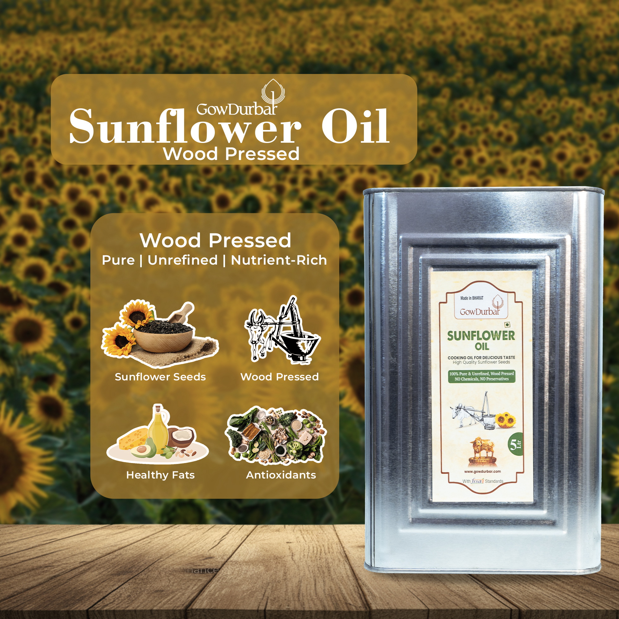 Wood-Pressed Sunflower Oil 5 Lt - Image 3