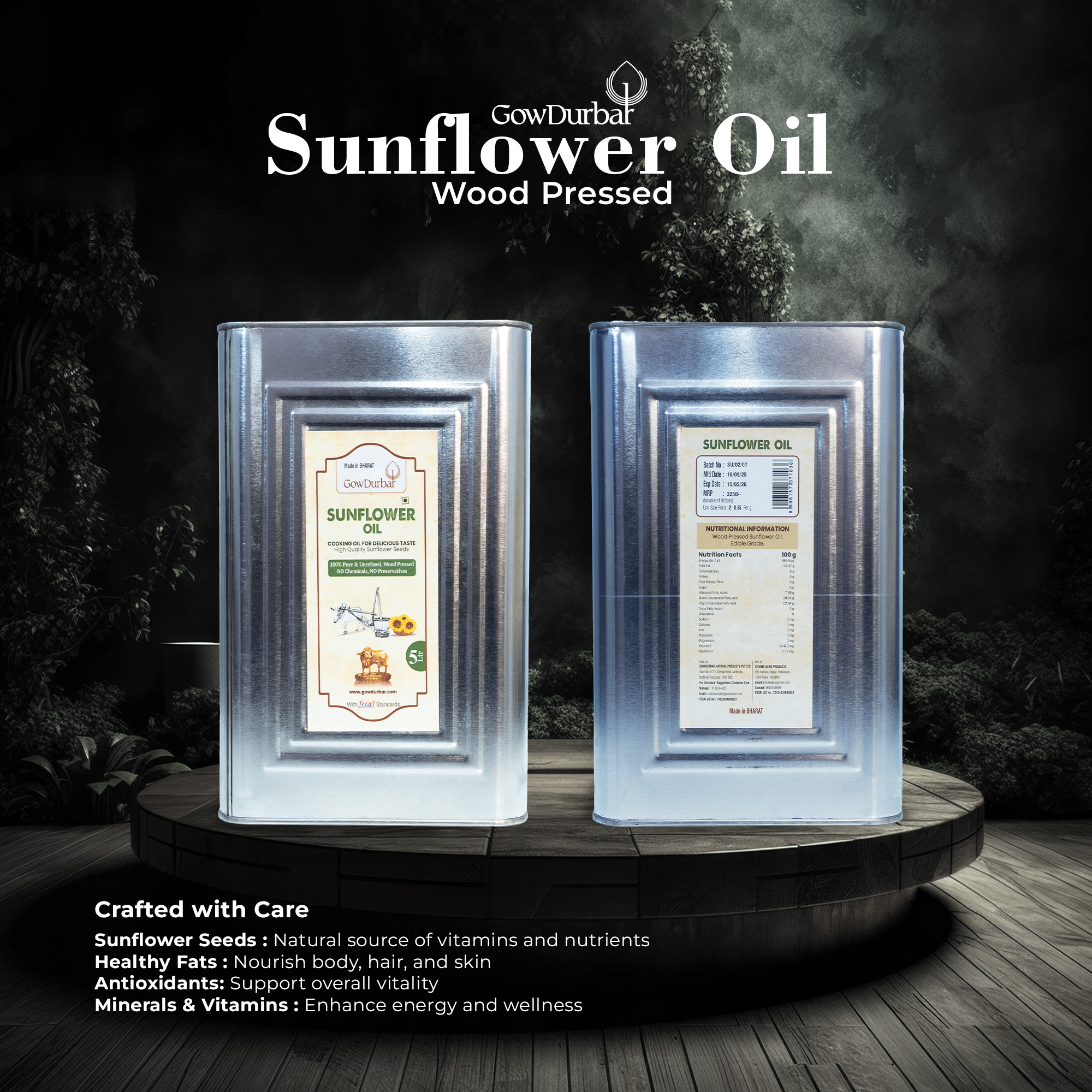 Wood-Pressed Sunflower Oil 5 Lt - Image 2