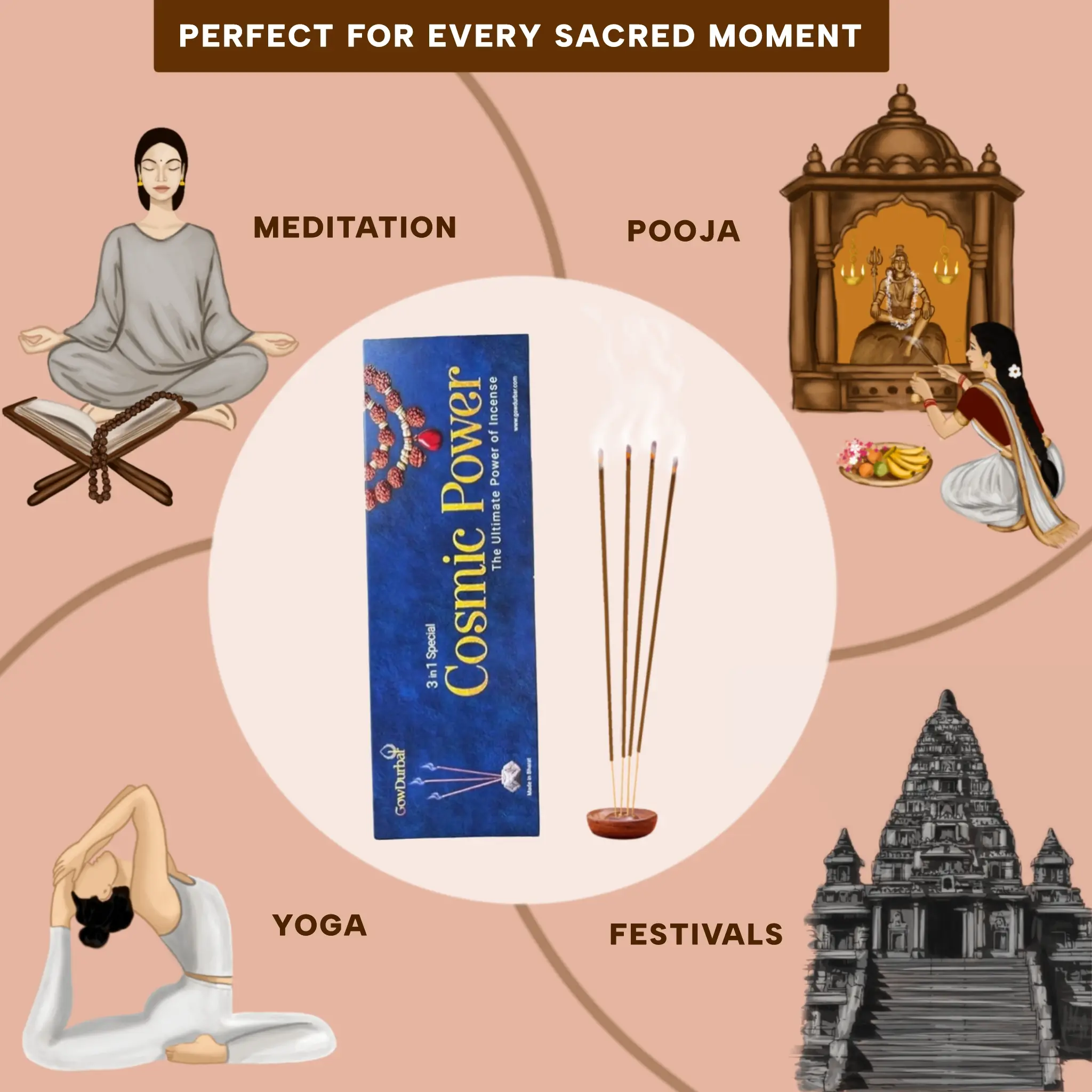 GowDurbar Cosmic Power Agarbatti for Daily Pooja Meditation and Spiritual Practices