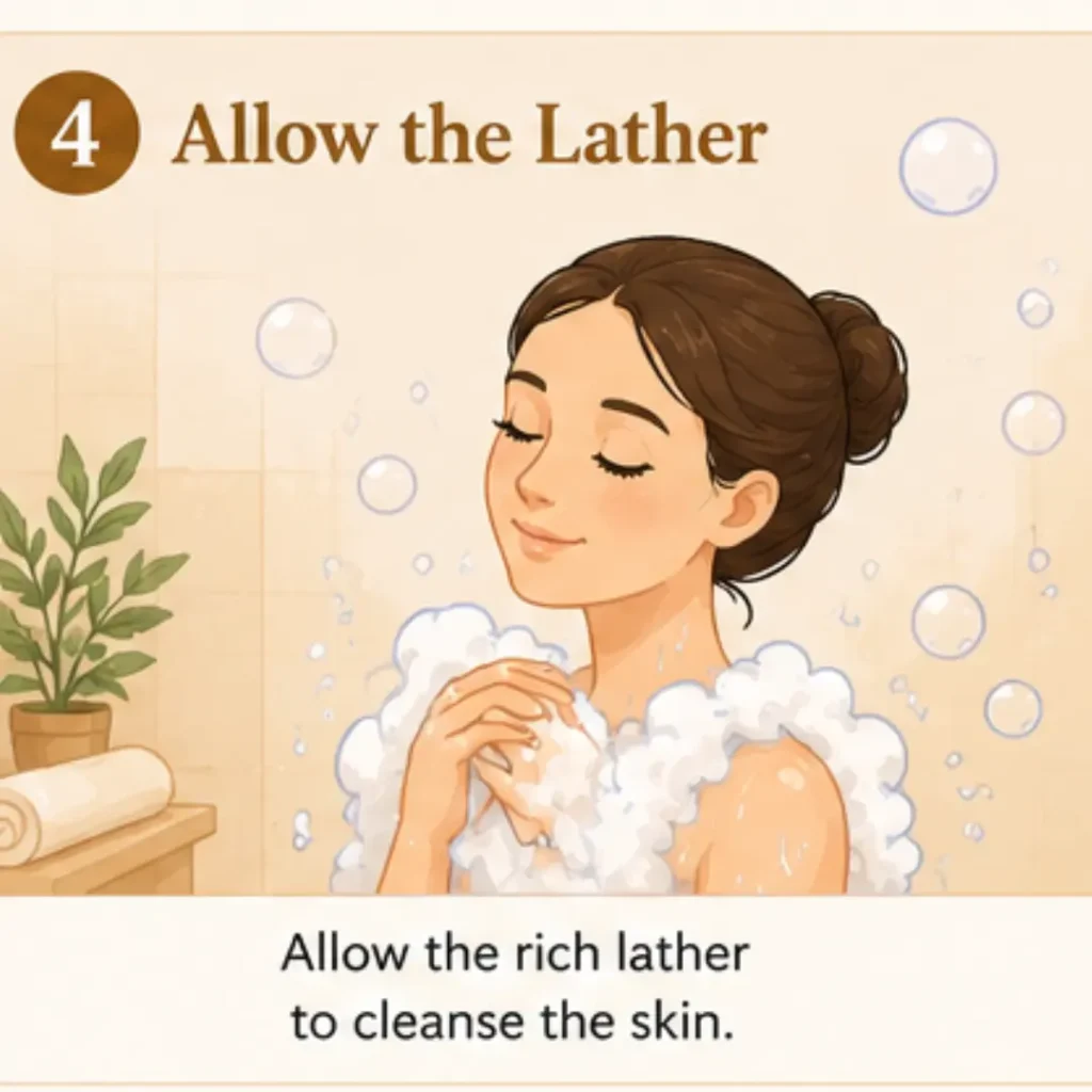 rich body wash lather allowing the cleanser to remove dirt and impurities from the skin.