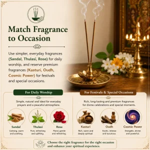 Selecting agarbatti fragrances based on worship and special occasions