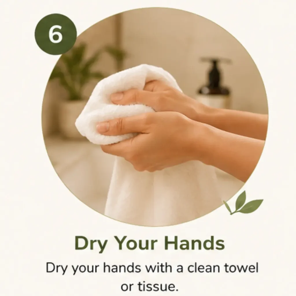 Drying clean hands with a soft towel