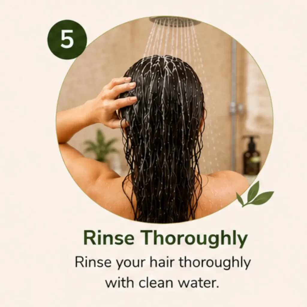 Rinsing hair thoroughly after using Yogi Suthra SLS Free Herbal Shampoo.