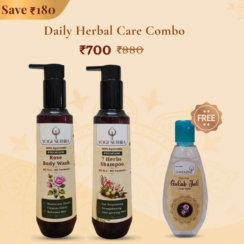 Rose Body Wash and 7 Herbs Shampoo Combo with FREE Gulab Jal by Yogi Suthra